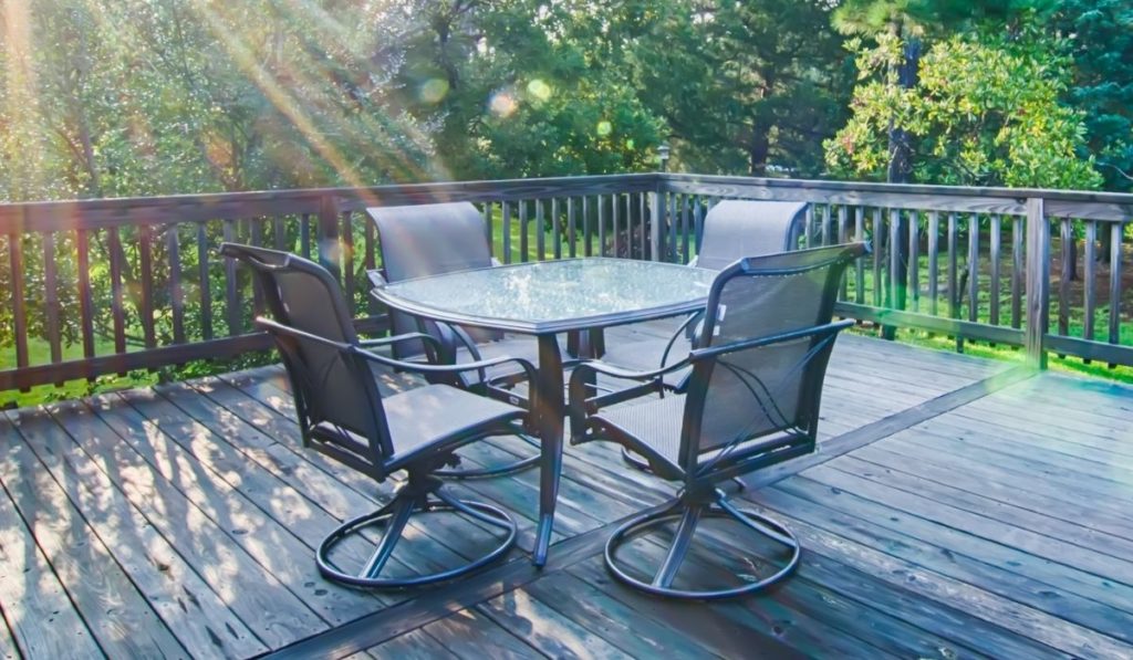 Beach house porch at sunrise