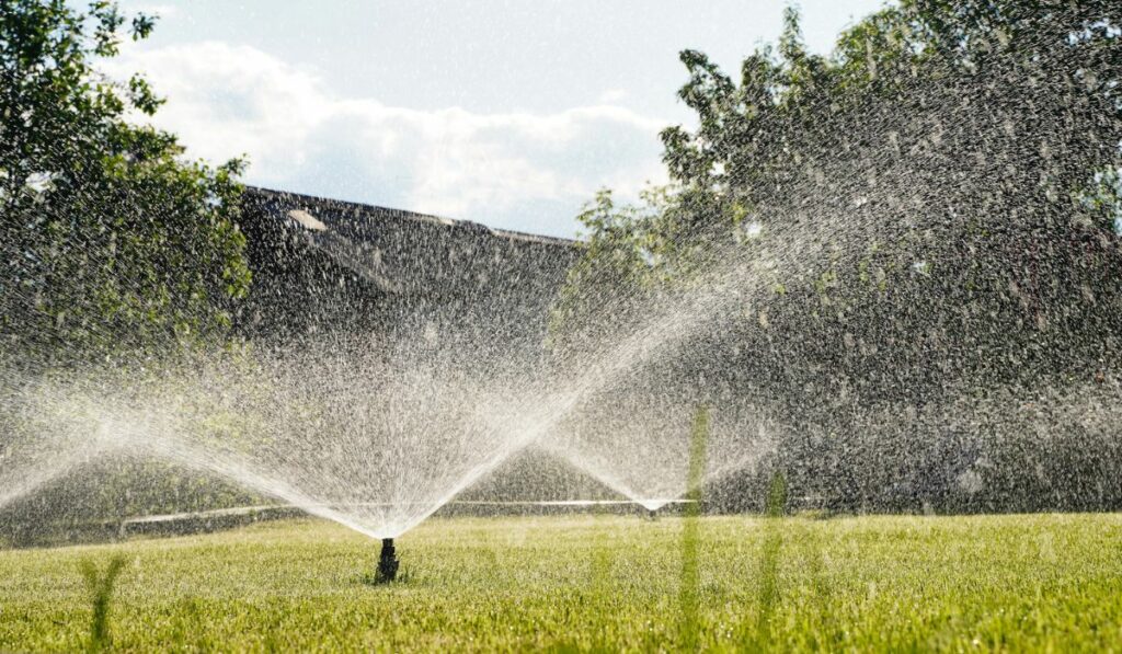Backyard Watering Technology for green lawn