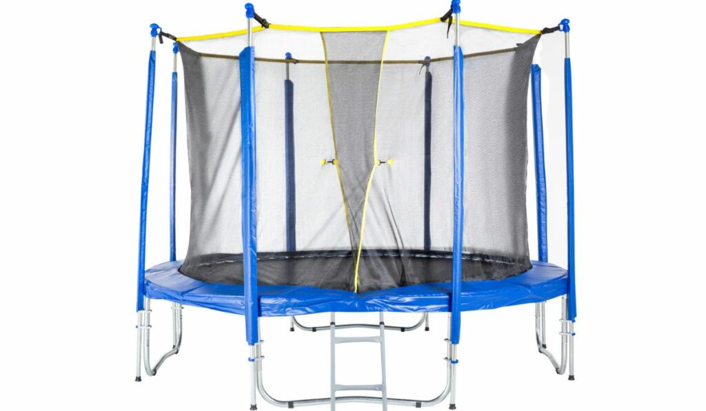 Trampoline for children and adults for fun indoor or outdoor fitness jumping on white background